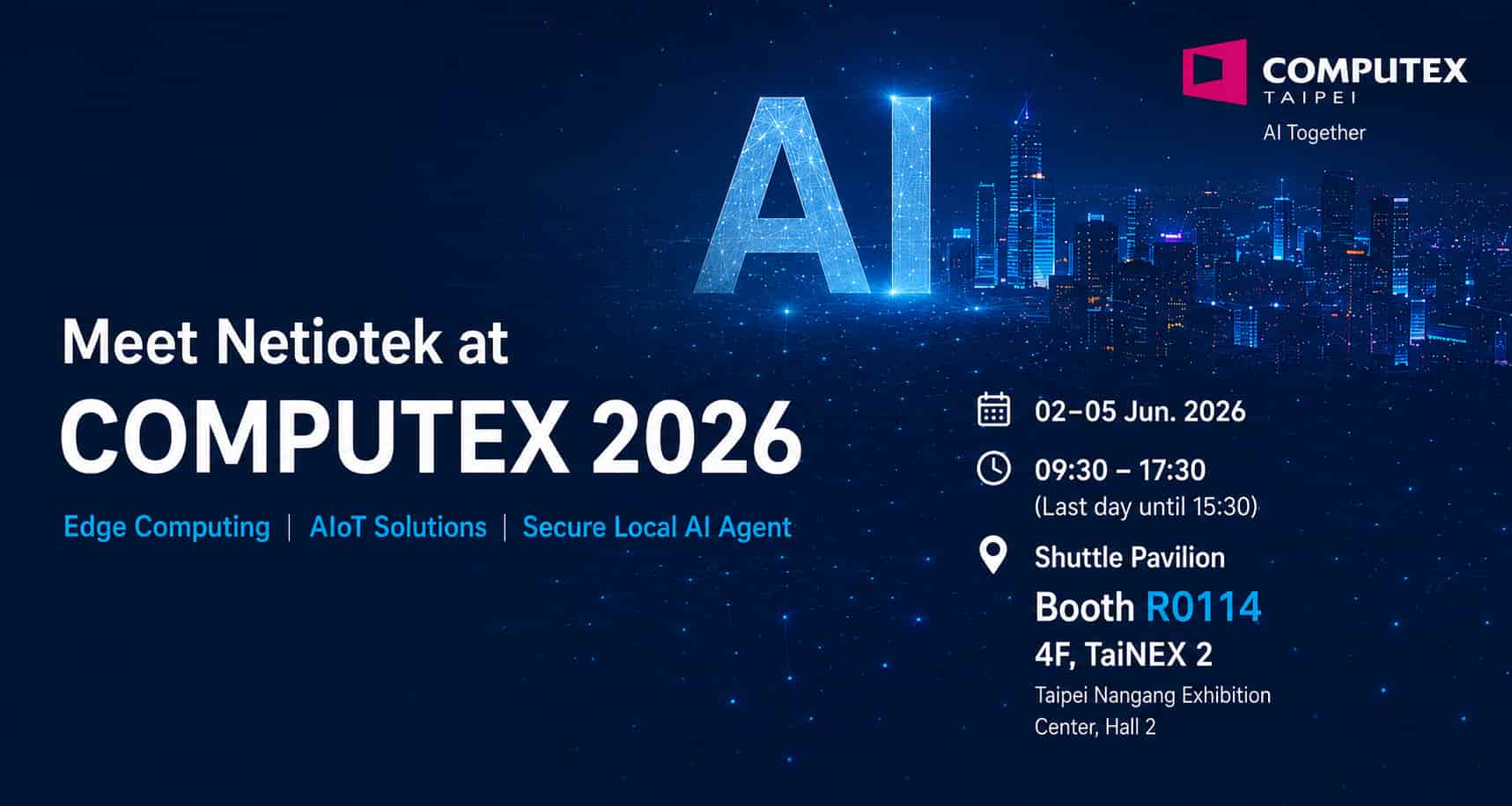 Computex 2026 features the latest tech trends: AI & computing, Robotics & Mobility, and New-Gen Tech.