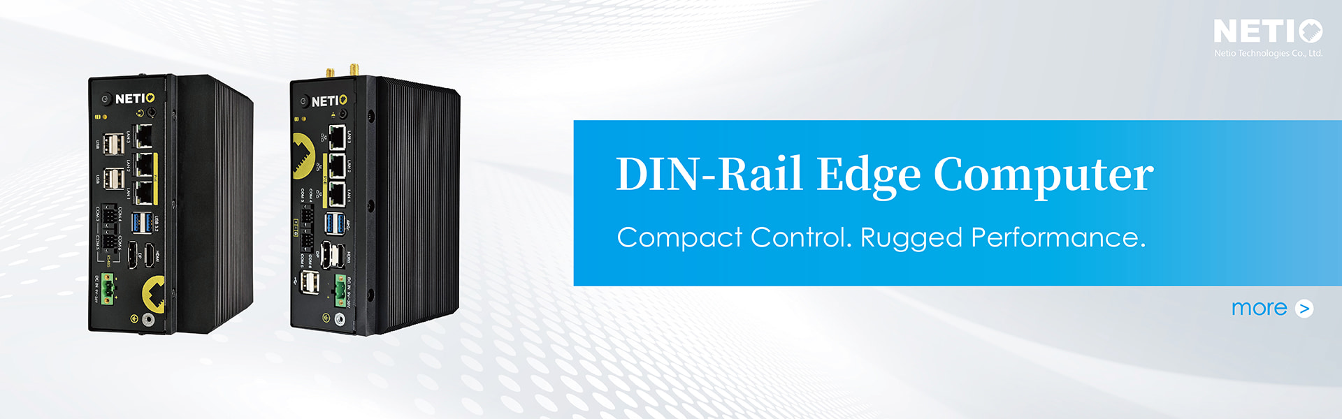 The rugged performance and compact control of Netiotek's Din-Rail Edge Computer.